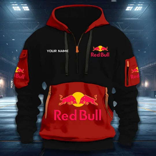 LIMITED RUN - NEW CUSTOMIZED F111 RBR RED BULL QUARTER ZIP HOODIE