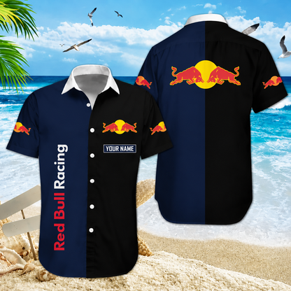 [FAN MUST-HAVE] NEW CUSTOMIZED F111 RBR RED BULL RACING UNISEX HAWAIIAN SHIRT & SHORTS SET