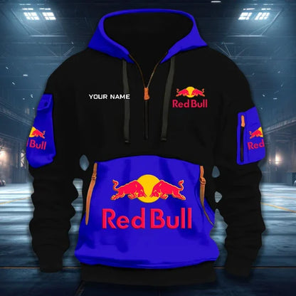 LIMITED RUN - NEW CUSTOMIZED F111 RBR RED BULL QUARTER ZIP HOODIE