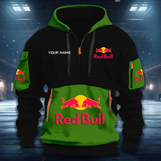 LIMITED RUN - NEW CUSTOMIZED F111 RBR RED BULL QUARTER ZIP HOODIE