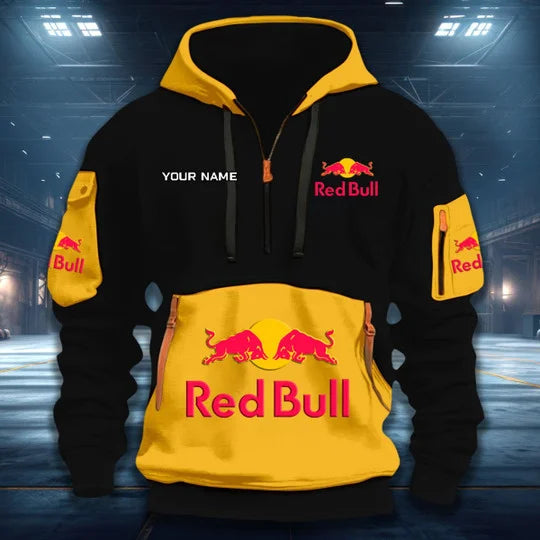 LIMITED RUN - NEW CUSTOMIZED F111 RBR RED BULL QUARTER ZIP HOODIE