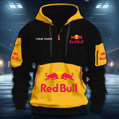 LIMITED RUN - NEW CUSTOMIZED F111 RBR RED BULL QUARTER ZIP HOODIE