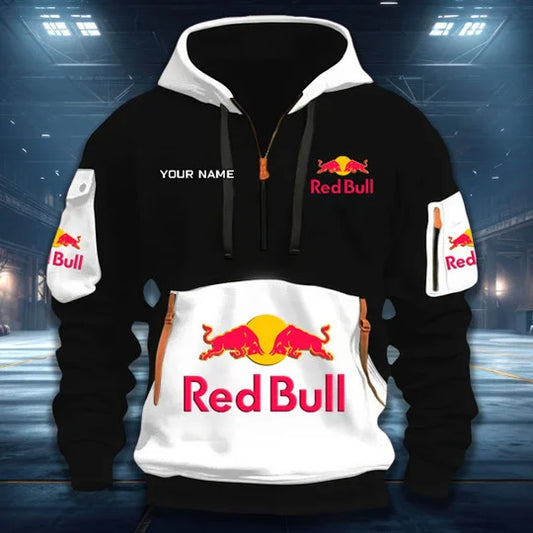 LIMITED RUN - NEW CUSTOMIZED F111 RBR RED BULL QUARTER ZIP HOODIE