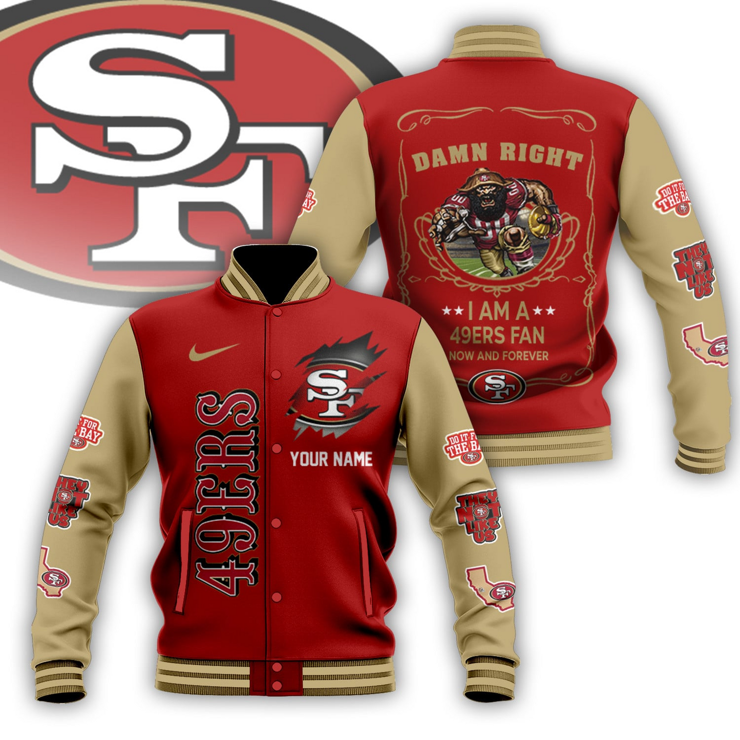LIMITED EDITION - NEW CUSTOMIZED NFL11 SF49 SAN FRANCISCO 49ERS BASEBALL JACKET