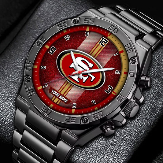 LIMITED EDITION - NEW CUSTOMIZED NFL11 SF49 SAN FRANCISCO 49ERS LUXURY STAINLESS STEEL WATCH