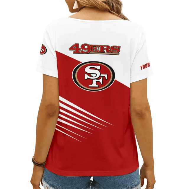 [SPECIAL OFFER] NEW CUSTOMIZED NFL11 SF49 SAN FRANCISCO 49ERS V-NECK FEMALE SHIRT