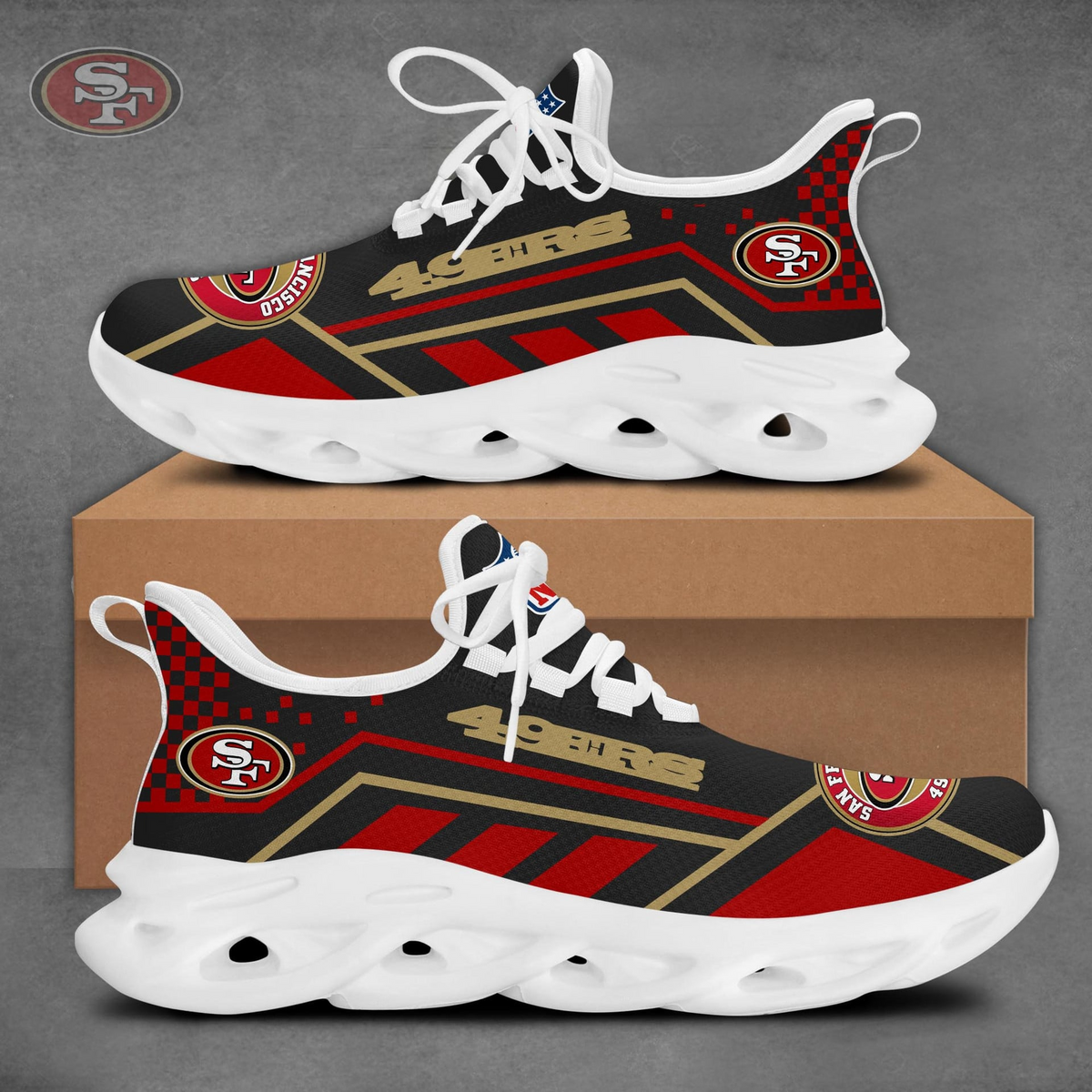 SPECIAL EDITION - NEW CUSTOMIZED NFL11 SF49 SAN FRANCISCO 49ERS MAX SOUL SHOES