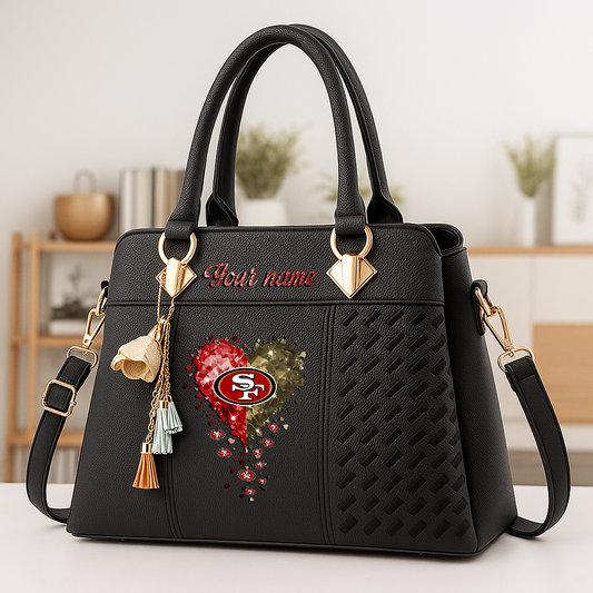 LIMITED EDITION - NEW CUSTOMIZED NFL11 SF49 SAN FRANCISCO 49ERS ZIP HANDBAG MULTICOLOR