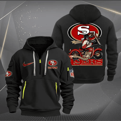 [SPECIAL OFFER] NEW CUSTOMIZED NFL11 SF49 SAN FRANCISCO 49ERS MUTICOLOR QUARTER ZIP HOODIE