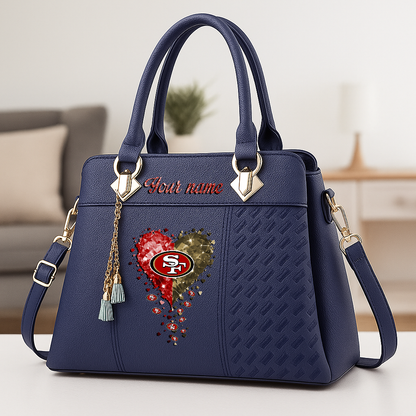 LIMITED EDITION - NEW CUSTOMIZED NFL11 SF49 SAN FRANCISCO 49ERS ZIP HANDBAG MULTICOLOR