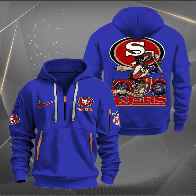 [SPECIAL OFFER] NEW CUSTOMIZED NFL11 SF49 SAN FRANCISCO 49ERS MUTICOLOR QUARTER ZIP HOODIE