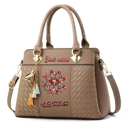 LIMITED EDITION - NEW CUSTOMIZED NFL11 SF49 SAN FRANCISCO 49ERS WOMEN'S ZIP HANDBAG MULTICOLOR