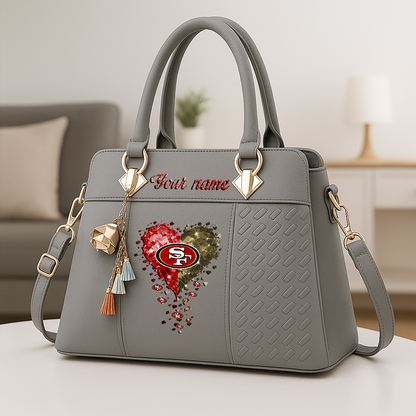 LIMITED EDITION - NEW CUSTOMIZED NFL11 SF49 SAN FRANCISCO 49ERS ZIP HANDBAG MULTICOLOR