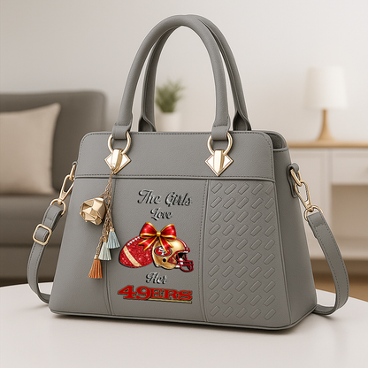LIMITED EDITION - NEW CUSTOMIZED NFL11 SF49 SAN FRANCISCO 49ERS WOMEN'S ZIP HANDBAG MULTICOLOR