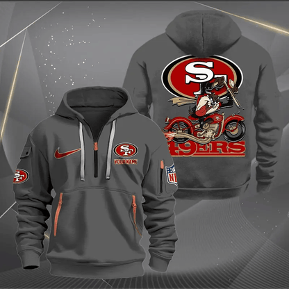 [SPECIAL OFFER] NEW CUSTOMIZED NFL11 SF49 SAN FRANCISCO 49ERS MUTICOLOR QUARTER ZIP HOODIE