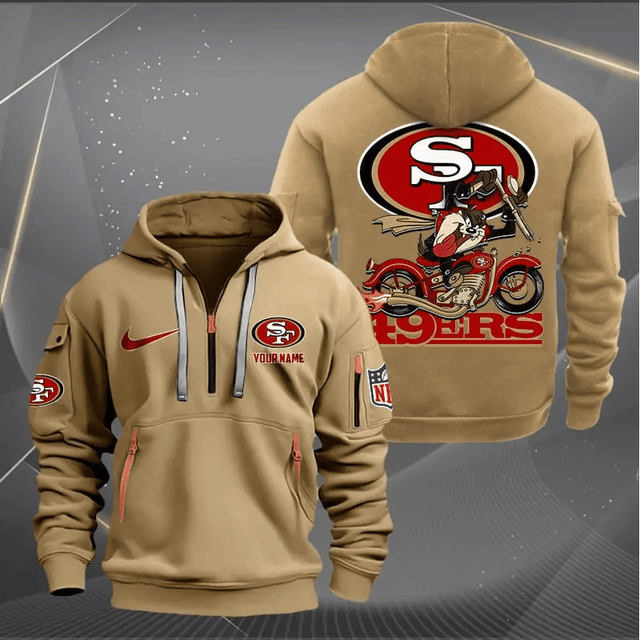 [SPECIAL OFFER] NEW CUSTOMIZED NFL11 SF49 SAN FRANCISCO 49ERS MUTICOLOR QUARTER ZIP HOODIE