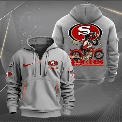 [SPECIAL OFFER] NEW CUSTOMIZED NFL11 SF49 SAN FRANCISCO 49ERS MUTICOLOR QUARTER ZIP HOODIE