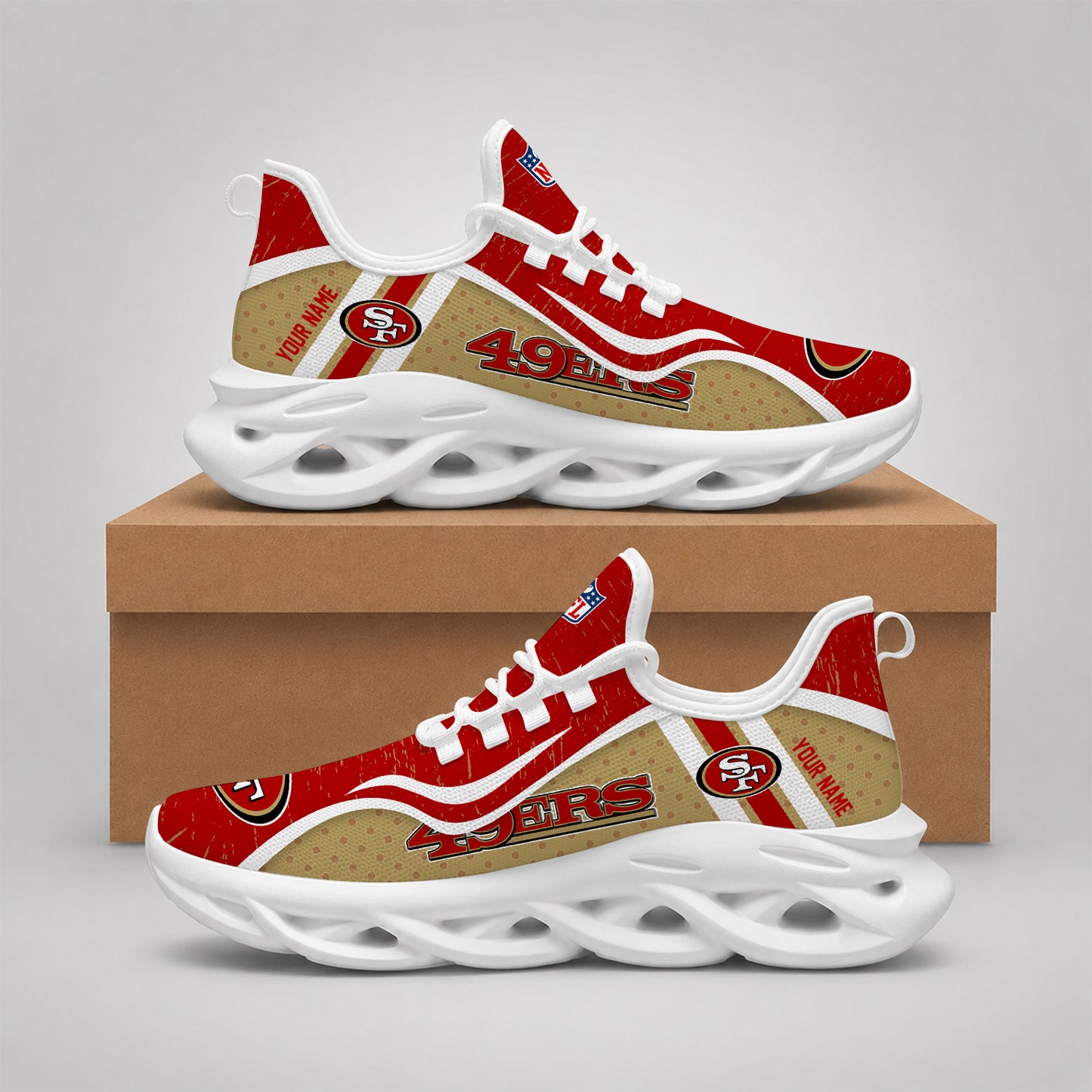 SPECIAL EDITION - NEW CUSTOMIZED NFL11 SF49 SAN FRANCISCO 49ERS MAX SOUL SHOES