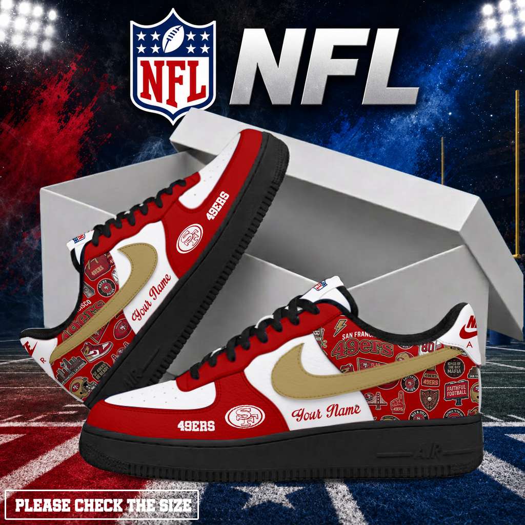 LIMITED EDITION - NEW CUSTOMIZED NFL11 SF49 SAN FRANCISCO 49ERS AF1 SHOES