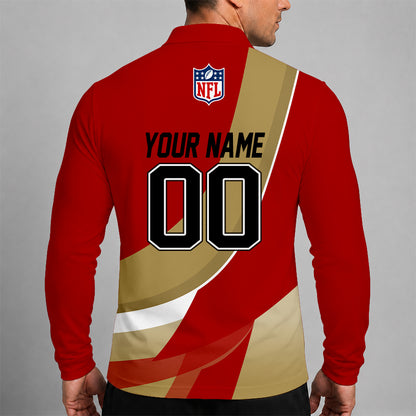[SPECIAL OFFER] NEW CUSTOMIZED NFL11 SF49 SAN FRANCISCO 49ERS LONG SLEEVE POLO SHIRT