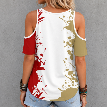 [SPECIAL OFFER] NEW CUSTOMIZED NFL11 SF49 SAN FRANCISCO 49ERS CRISS CROSS V-NECK TOP