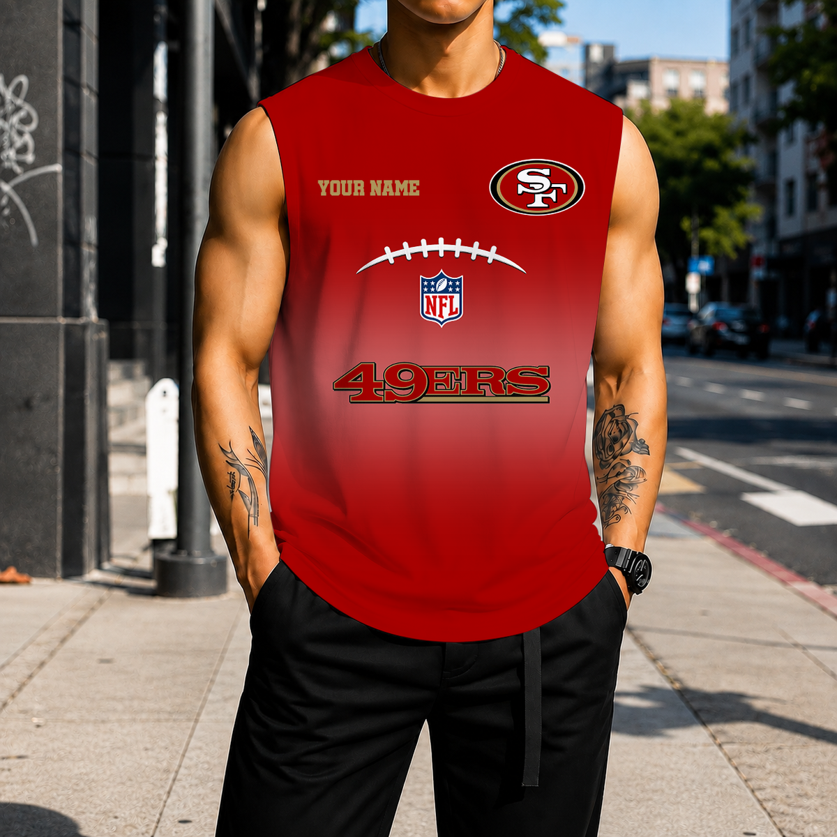 LIMITED EDITION - NEW CUSTOMIZED NFL11 SF49 SAN FRANCISCO 49ERS MEN'S GYM SHIRT