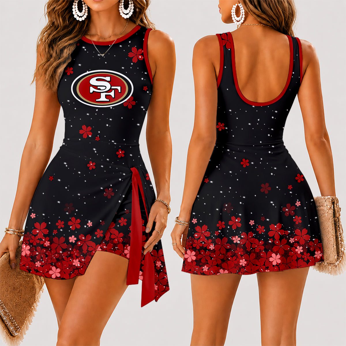 [SPECIAL OFFER] NEW CUSTOMIZED NFL11 SF49 SAN FRANCISCO 49ERS WOMEN'S SUMMER SKORT DRESS