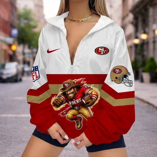 LIMITED EDITION - NEW CUSTOMIZED NFL11 SF49 SAN FRANCISCO 49ERS V-NECK ZIPPER SWEATSHIRT JACKET