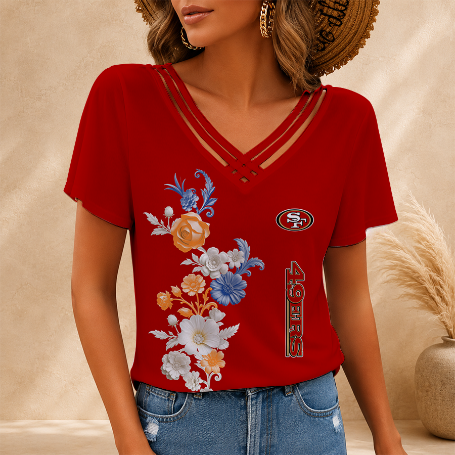 LIMITED EDITION - NEW CUSTOMIZED NFL11 SF49 SAN FRANCISCO 49ERS V-NECK SHIRT