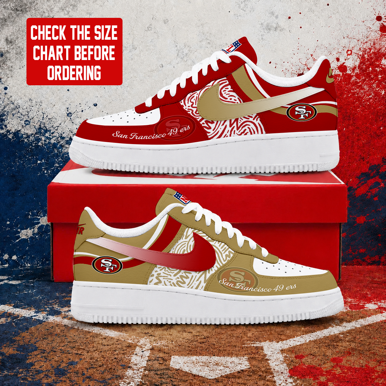 LIMITED EDITION - NEW CUSTOMIZED NFL11 SF49 SAN FRANCISCO 49ERS AF1 SHOES