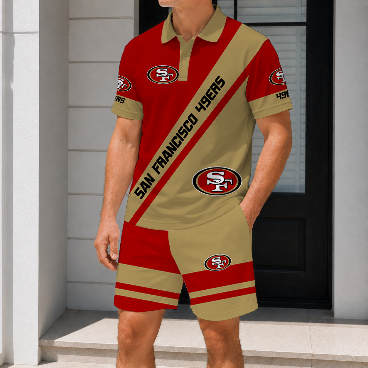 SPECIAL EDITION - NEW CUSTOMIZED NFL11 SF49 SAN FRANCISCO 49ERS POLO SHIRT & SHORT PANTS SET