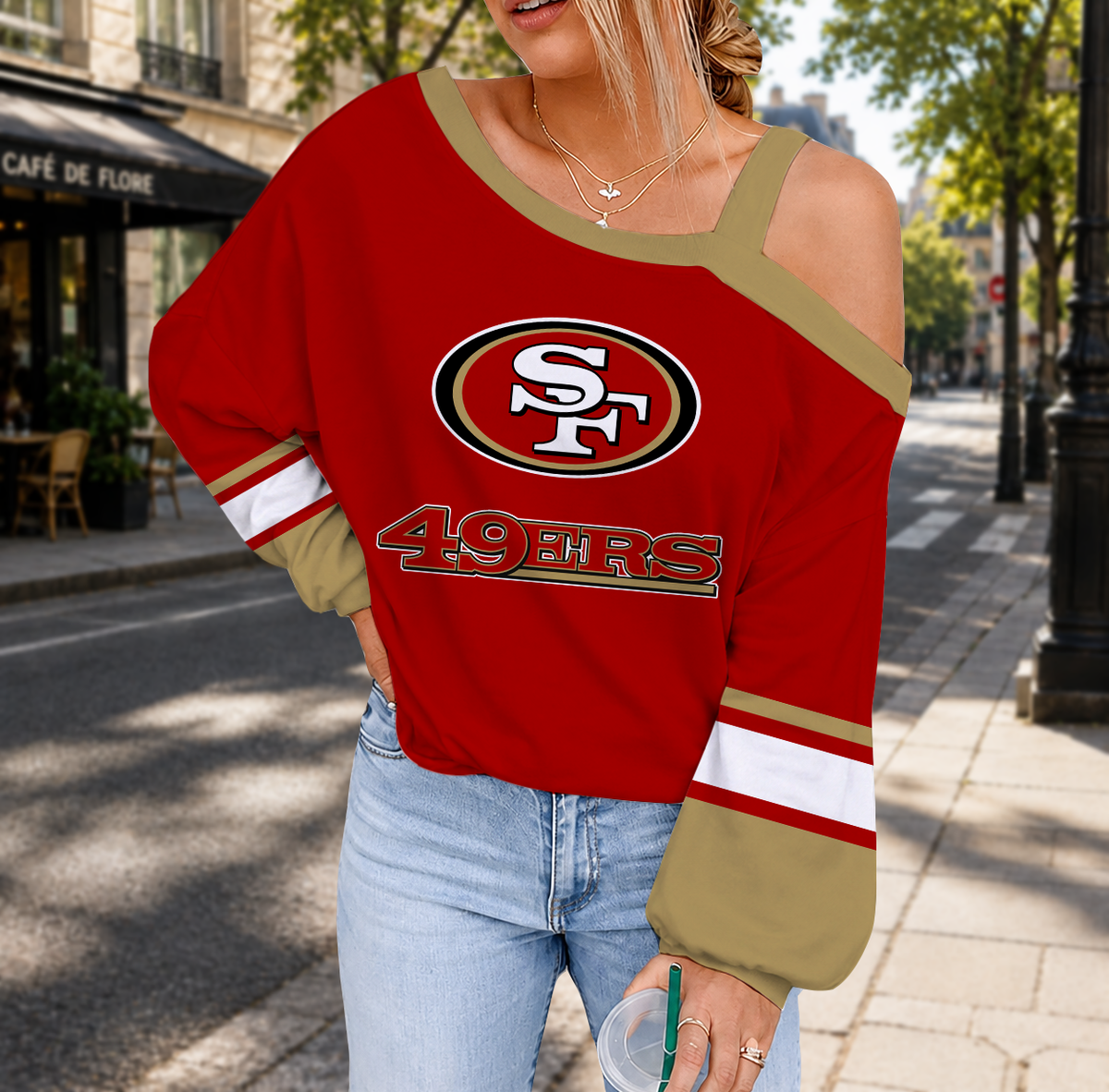 SPECIAL EDITION - NEW CUSTOMIZED NFL11 SF49 SAN FRANCISCO 49ERS DROP SHOULDER SWEATSHIRT
