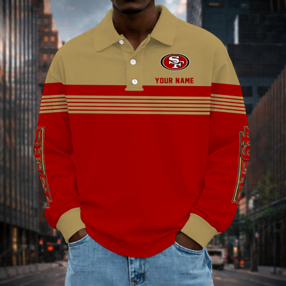 LIMITED EDITION - NEW CUSTOMIZED NFL11 SF49 SAN FRANCISCO 49ERS LONG SLEEVE POLO SHIRT