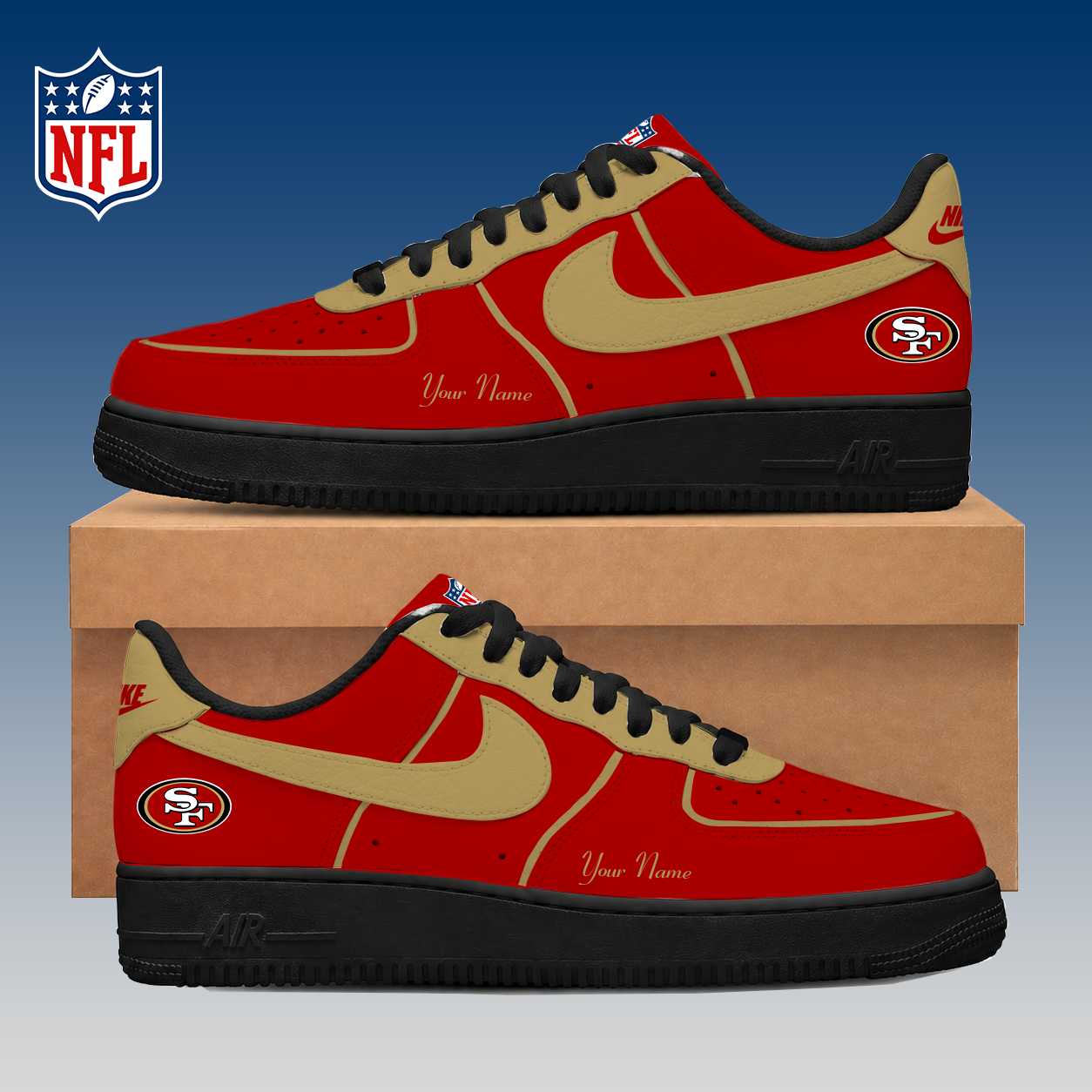 LIMITED EDITION - NEW CUSTOMIZED NFL11 SF49 SAN FRANCISCO 49ERS AF1 SNEAKERS