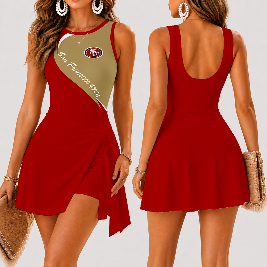 [SPECIAL OFFER] NEW CUSTOMIZED NFL11 SF49 SAN FRANCISCO 49ERS WOMEN'S SUMMER SKORT DRESS
