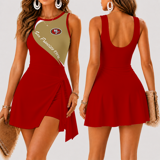 [SPECIAL OFFER] NEW CUSTOMIZED NFL11 SF49 SAN FRANCISCO 49ERS WOMEN'S SUMMER SKORT DRESS