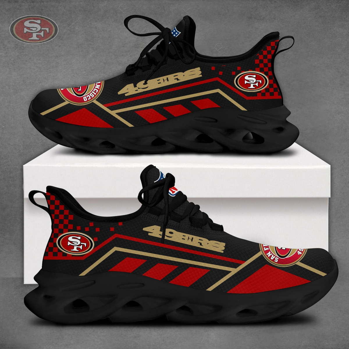 SPECIAL EDITION - NEW CUSTOMIZED NFL11 SF49 SAN FRANCISCO 49ERS MAX SOUL SHOES