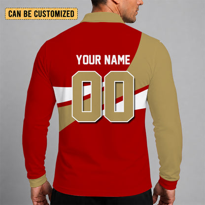 [SPECIAL OFFER] NEW CUSTOMIZED NFL11 SF49 SAN FRANCISCO 49ERS LONG SLEEVE POLO SHIRT