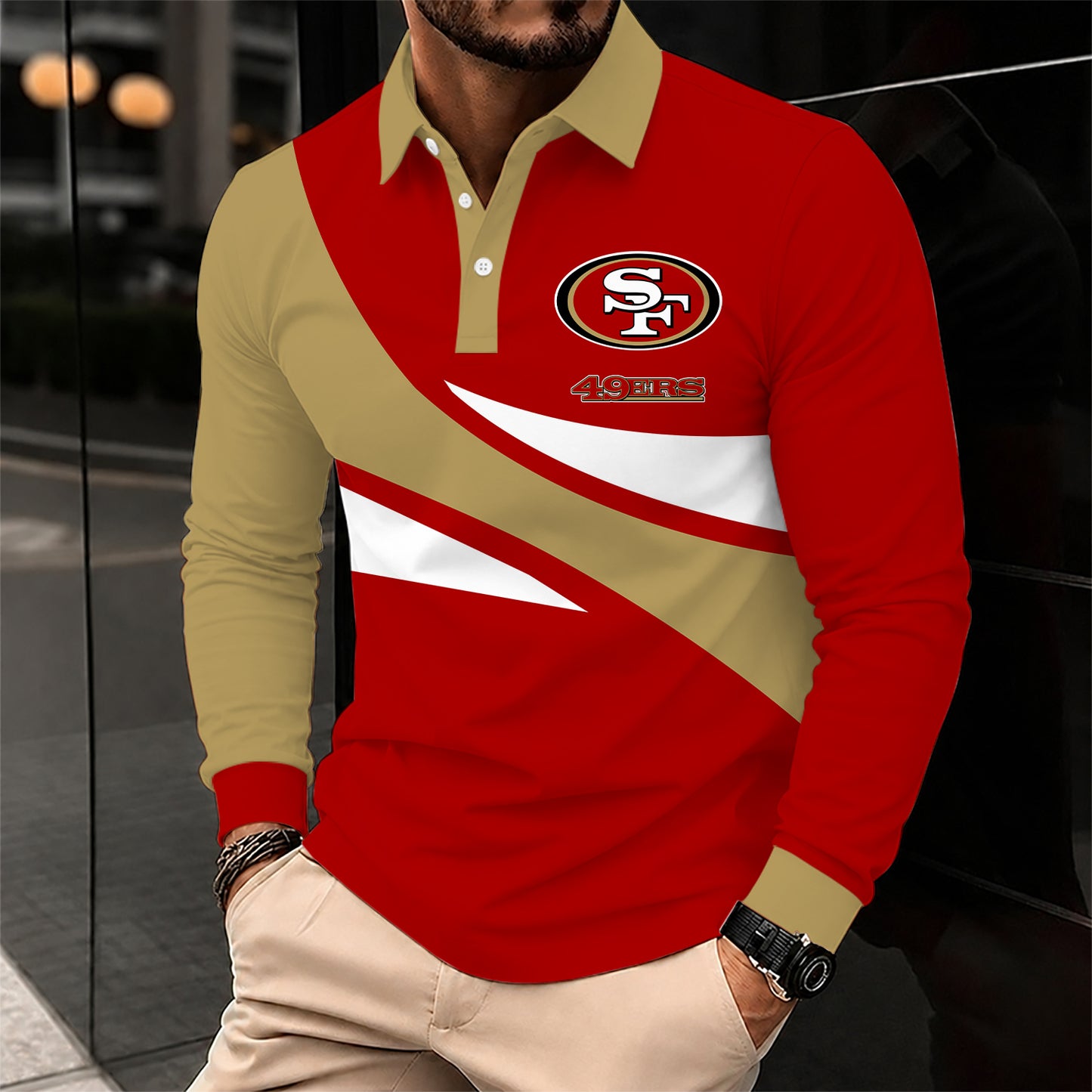 [SPECIAL OFFER] NEW CUSTOMIZED NFL11 SF49 SAN FRANCISCO 49ERS LONG SLEEVE POLO SHIRT