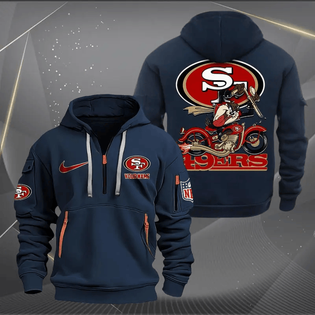 [SPECIAL OFFER] NEW CUSTOMIZED NFL11 SF49 SAN FRANCISCO 49ERS MUTICOLOR QUARTER ZIP HOODIE