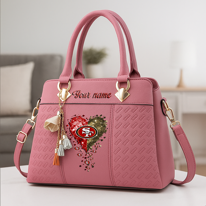 LIMITED EDITION - NEW CUSTOMIZED NFL11 SF49 SAN FRANCISCO 49ERS ZIP HANDBAG MULTICOLOR