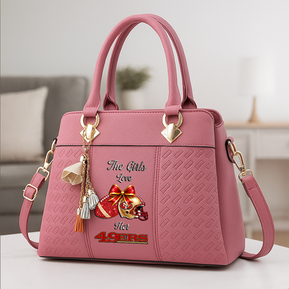 LIMITED EDITION - NEW CUSTOMIZED NFL11 SF49 SAN FRANCISCO 49ERS WOMEN'S ZIP HANDBAG MULTICOLOR