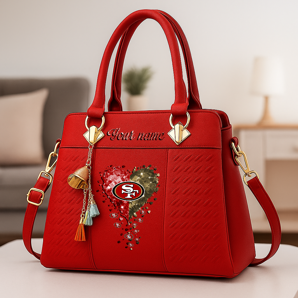 LIMITED EDITION - NEW CUSTOMIZED NFL11 SF49 SAN FRANCISCO 49ERS ZIP HANDBAG MULTICOLOR
