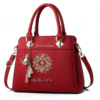 LIMITED EDITION - NEW CUSTOMIZED NFL11 SF49 SAN FRANCISCO 49ERS WOMEN'S ZIP HANDBAG MULTICOLOR