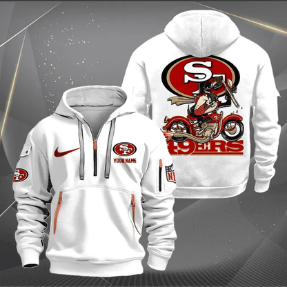 [SPECIAL OFFER] NEW CUSTOMIZED NFL11 SF49 SAN FRANCISCO 49ERS MUTICOLOR QUARTER ZIP HOODIE
