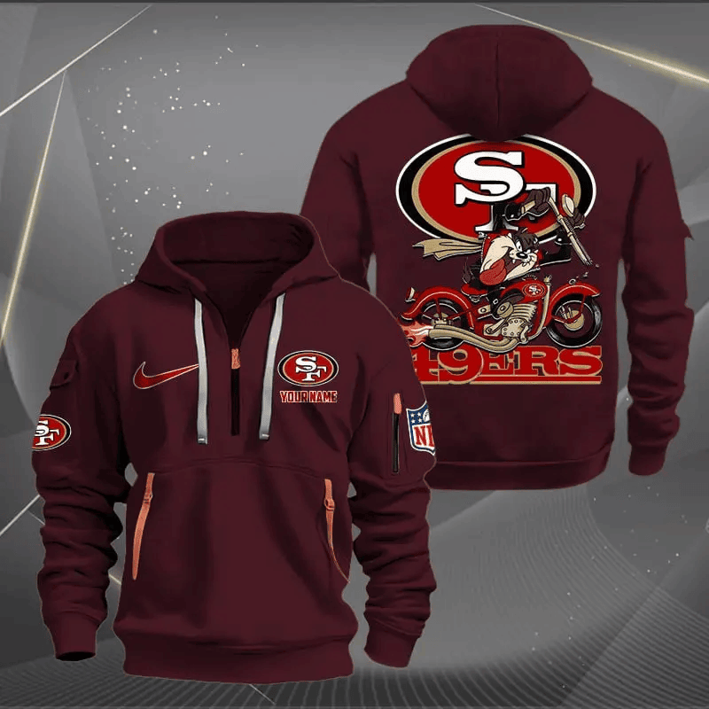 [SPECIAL OFFER] NEW CUSTOMIZED NFL11 SF49 SAN FRANCISCO 49ERS MUTICOLOR QUARTER ZIP HOODIE