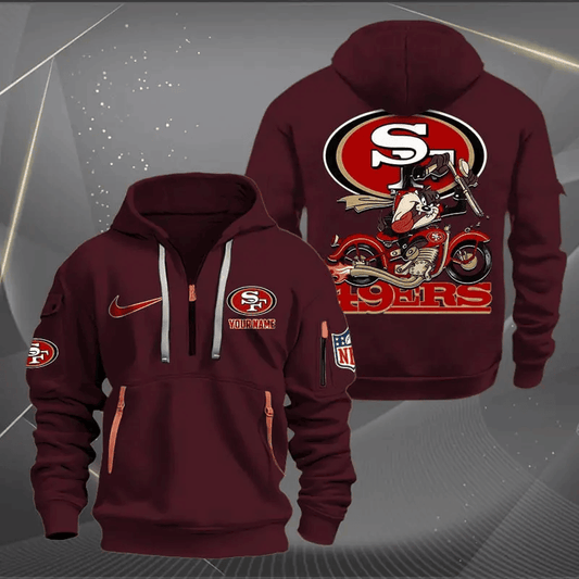 [SPECIAL OFFER] NEW CUSTOMIZED NFL11 SF49 SAN FRANCISCO 49ERS MUTICOLOR QUARTER ZIP HOODIE