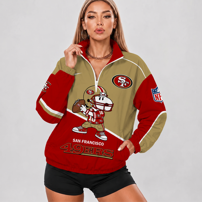 [SPECIAL OFFER] NEW CUSTOMIZED NFL11 SF49 SAN FRANCISCO 49ERS V-NECK ZIPPER SWEATSHIRT JACKET