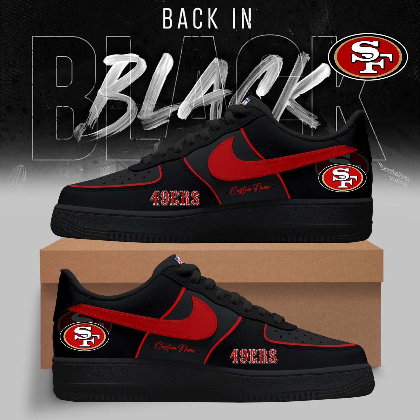 LIMITED EDITION - NEW CUSTOMIZED NFL11 SF49 SAN FRANCISCO 49ERS AF1 SNEAKERS
