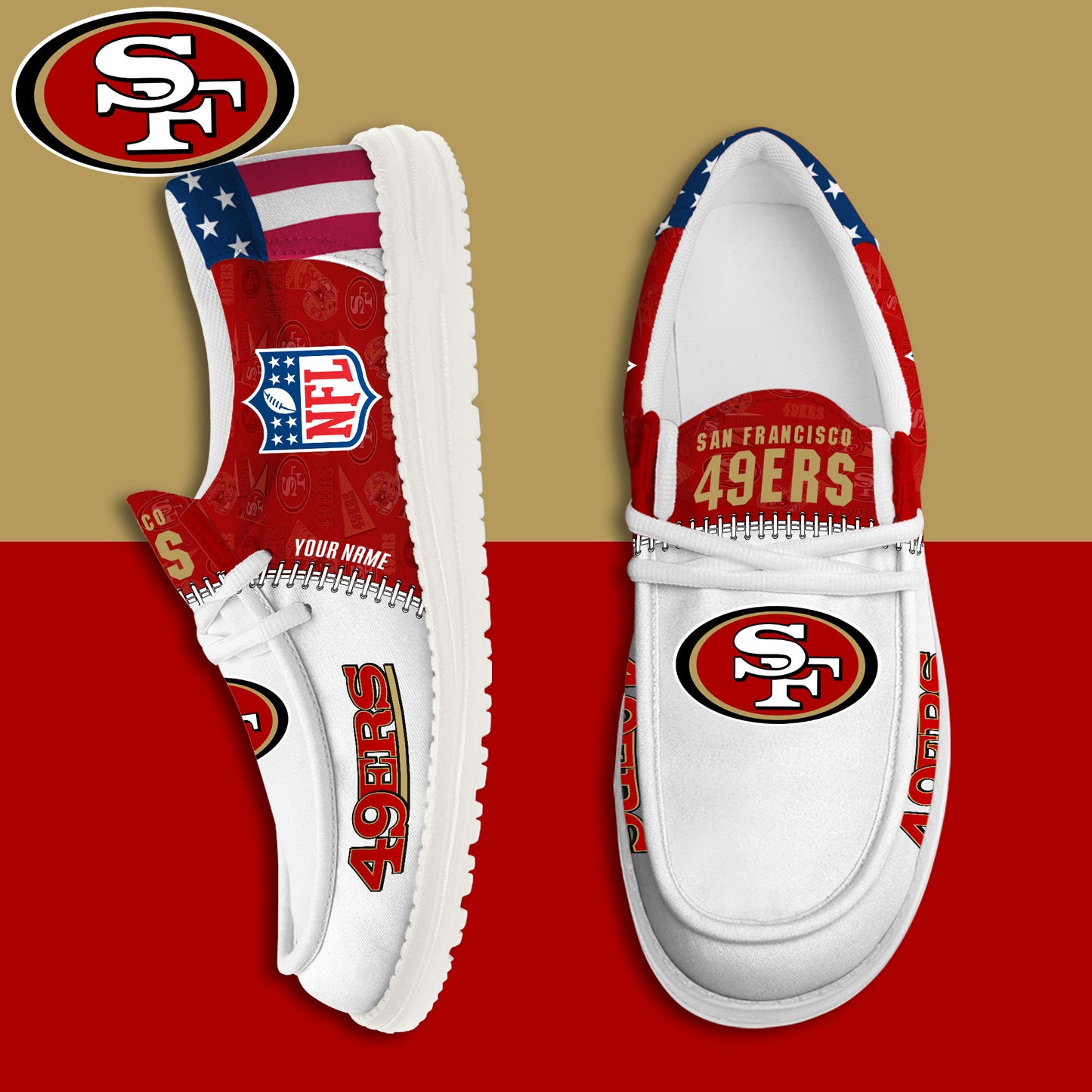 LIMITED EDITION - NEW CUSTOMIZED NFL11 SF49 SAN FRANCISCO 49ERS LOAFER SHOES